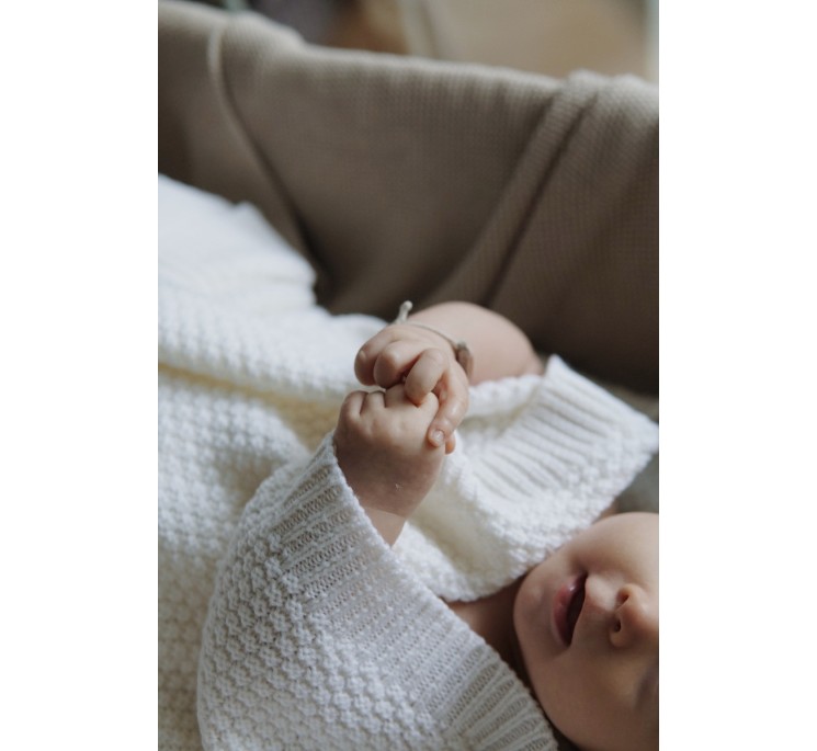 Kocyk ze 100% wełny merino cream - premium collection