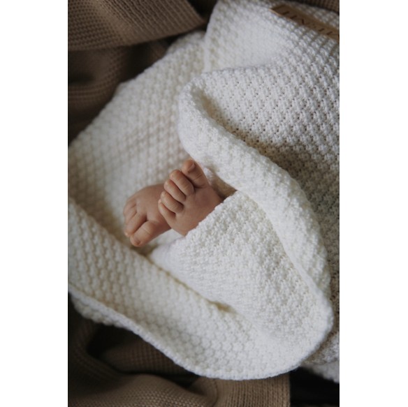 Kocyk ze 100% wełny merino cream - premium collection