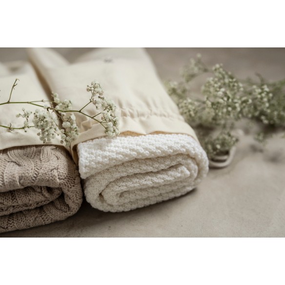 Kocyk ze 100% wełny merino cream - premium collection