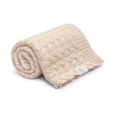 Kocyk warkocz ze 100% wełny merino warm beige - premium collection