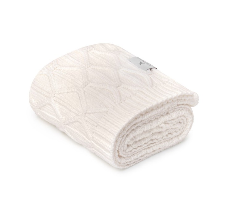 Ciepły kocyk ze 100% wełny merino cream Wave - premium collection