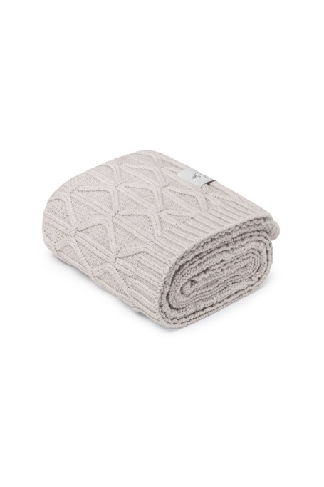 Ciepły kocyk ze 100% wełny merino light grey Wave - premium collection