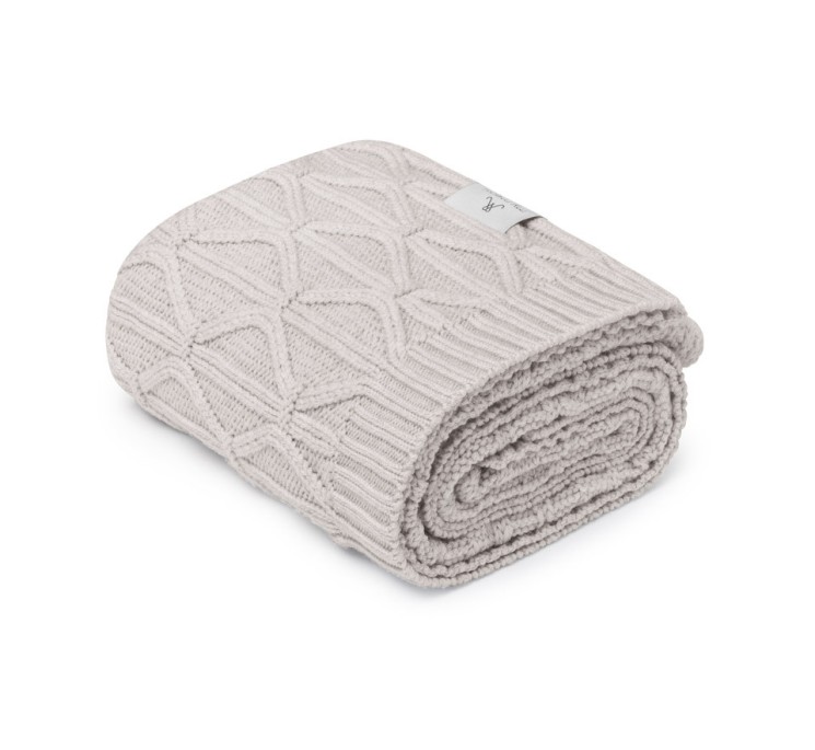 Ciepły kocyk ze 100% wełny merino light grey Wave - premium collection