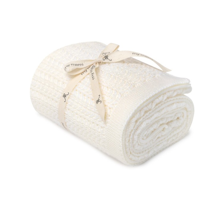 Otulacz ze 100% wełny merino cream Leaves - premium collection