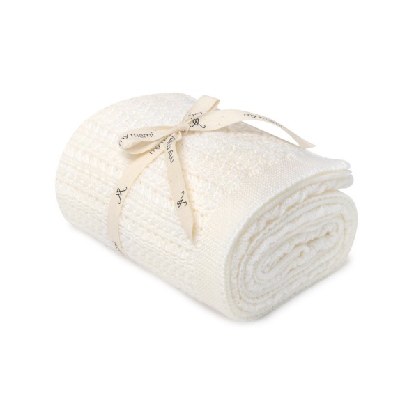 Otulacz ze 100% wełny merino cream Leaves - premium collection