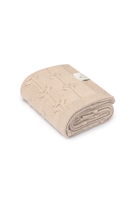 Babydecke aus 100% Merinowolle warm beige Floral - premium collection - MY MEMI 2