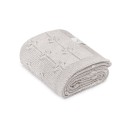 Kocyk ze 100% wełny merino light grey Floral - premium collection