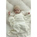 Babydecke aus 100% Merinowolle cream Lines - premium collection - MY MEMI