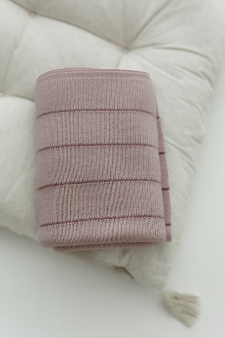 Babydecke aus 100% Merinowolle Powder Pink Lines - Premium Collection - MY MEMI