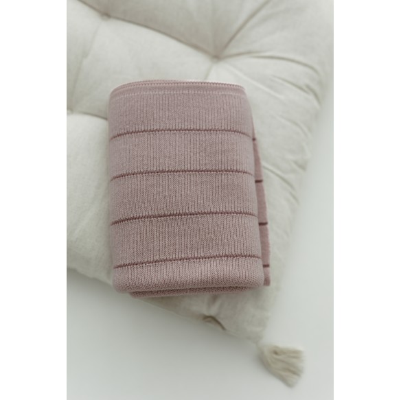 100% Natural Merino Wool Blanket powder pink Lines - premium collection - MY MEMI