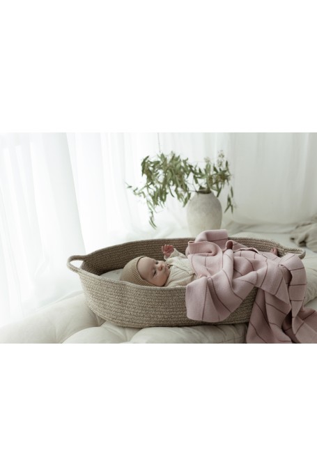 100% Natural Merino Wool Blanket powder pink Lines - premium collection - MY MEMI 2