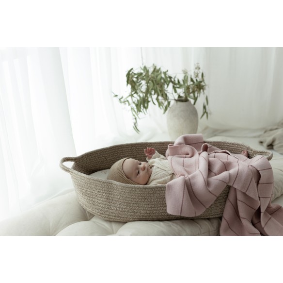 Babydecke aus 100% Merinowolle Powder Pink Lines - Premium Collection - MY MEMI