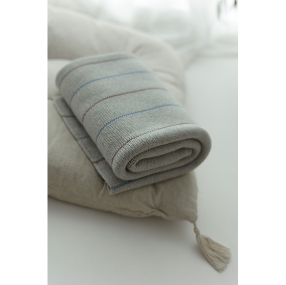 100% Natural Merino Wool Blanket Light Grey Lines - Premium Collection - MY MEMI