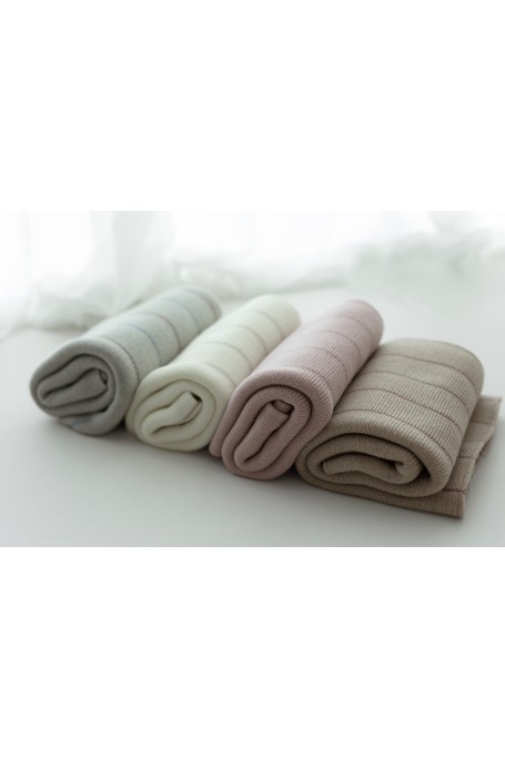 Babydecke aus 100% Merinowolle Light Grey Lines - Premium Collection - MY MEMI 2