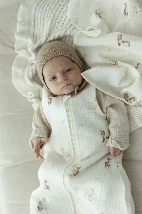 Bio Baumwolle Musselin Babyschlafsack 0 - 5 Monate 1.0 TOG - alpacas - MY MEMI 2