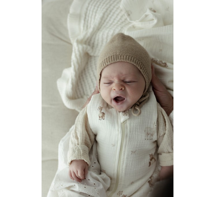 Organic cotton muslin baby sleeping bag 0 - 5 months 1.0 TOG - alpacas - MY MEMI