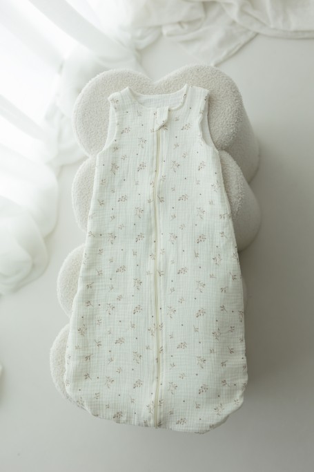 Organic cotton muslin baby sleeping bag 5 - 18 months 1.0 TOG - twigs - MY MEMI 2