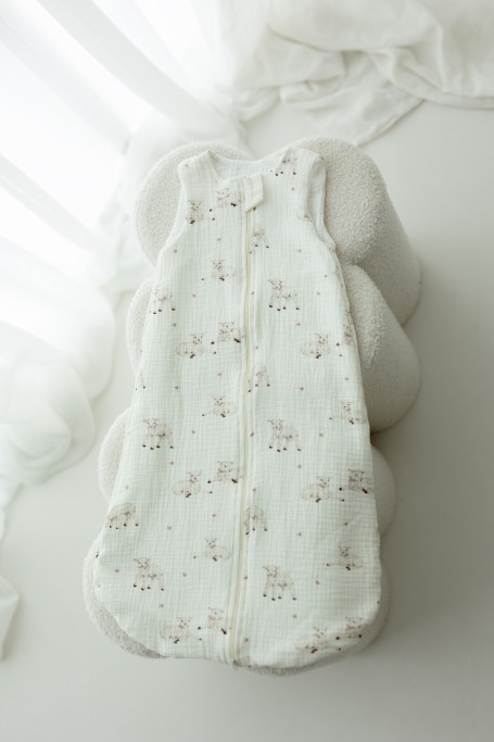 Bio Baumwolle Musselin Babyschlafsack 5 - 18 Monate 1.0 TOG - little sheeps - MY MEMI