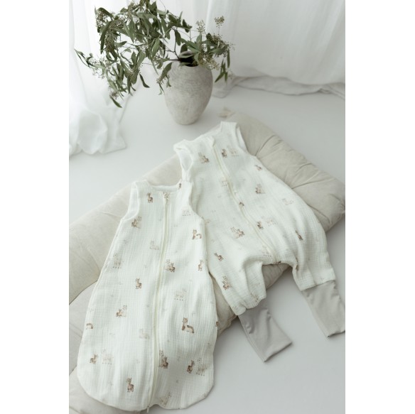 Bio Baumwolle Musselin Babyschlafsack mit Beinen 1 - 3 Jahre 1.0 TOG - alpacas