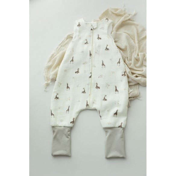 Bio Baumwolle Musselin Babyschlafsack mit Beinen 1 - 3 Jahre 1.0 TOG - giraffes - MY MEMI