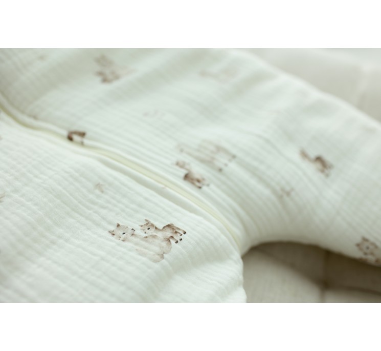 Śpiworek z organicznego muślinu z nogawkami 1 - 3 lata 2.5 TOG - alpacas