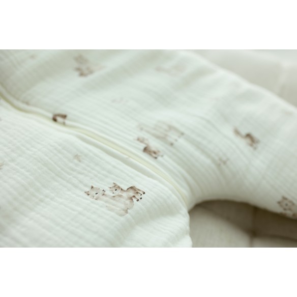 Śpiworek z organicznego muślinu z nogawkami 1 - 3 lata 2.5 TOG - alpacas