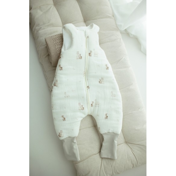 Śpiworek z organicznego muślinu z nogawkami 1 - 3 lata 2.5 TOG - alpacas