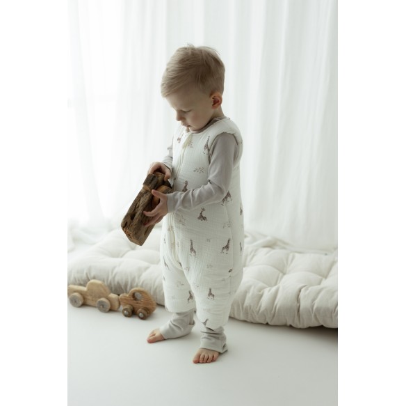 Organic cotton muslin baby sleeping bag with legs 1 - 3 years 2.5 TOG - little sheeps - MY MEMI