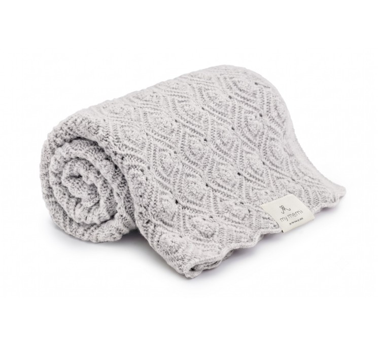 Kocyk ze 100% wełny merino light grey Pearl - premium collection - MY MEMI