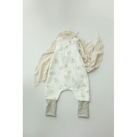 Bio Baumwolle Musselin Babyschlafsack mit Beinen 1 - 3 Jahre 1.0 TOG - little sheeps - MY MEMI
