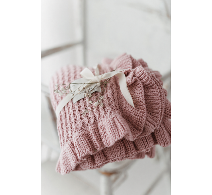 Bambus Babydecke mit Rüsche 85x105 Powder Pink (Puderrosa) MY MEMI