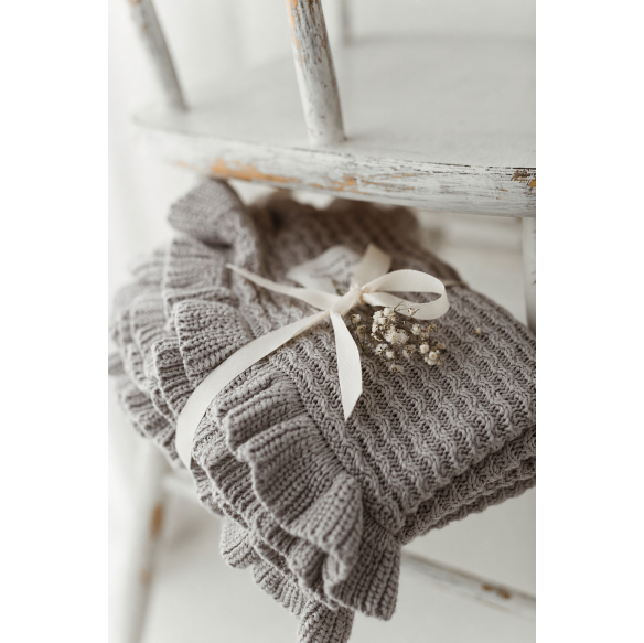 Bamboo blanket with a frill 85x105 light grey MY MEMI