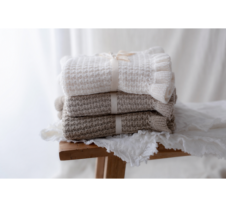 Bamboo blanket with a frill 85x105 beige MY MEMI