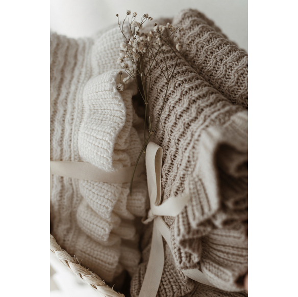 Bamboo blanket with a frill 85x105 light beige MY MEMI