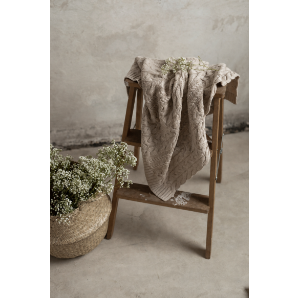 Plaid Babydecke aus 100% Merinowolle Warm Beige (Warmes Beige) – Premium Collection MY MEMI