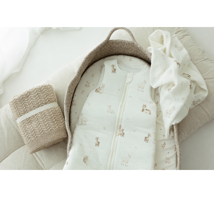 Otulacz ze 100% wełny merino cream Leaves - premium collection - MY MEMI