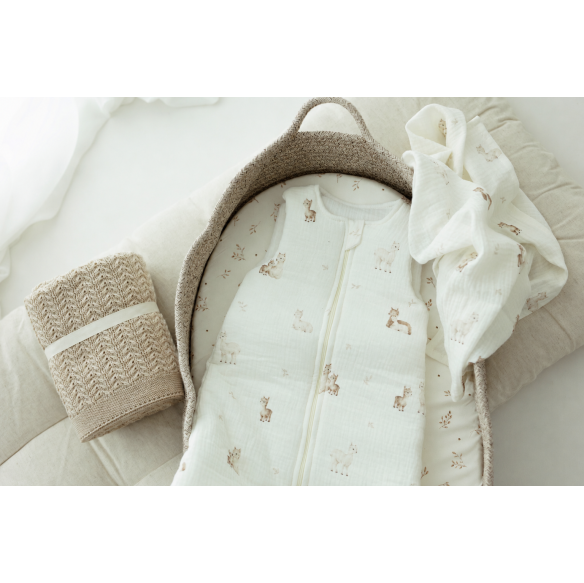 Otulacz ze 100% wełny merino light grey Leaves - premium collection - MY MEMI