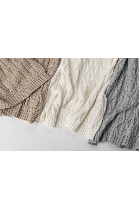 Ciepły kocyk ze 100% wełny merino light grey Wave - premium collection 2