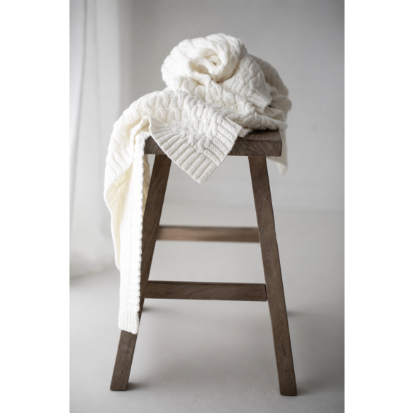 Warm blanket of 100% merino wool cream - premium collection - MY MEMI