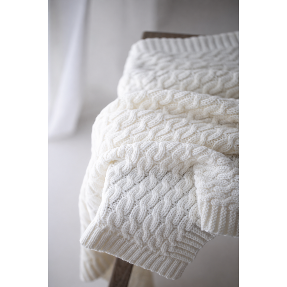 Warm blanket of 100% merino wool cream - premium collection - MY MEMI