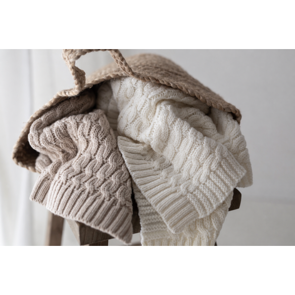 Warme Babydecke aus 100% Merinowolle Cream –  Premium Collection - MY MEMI