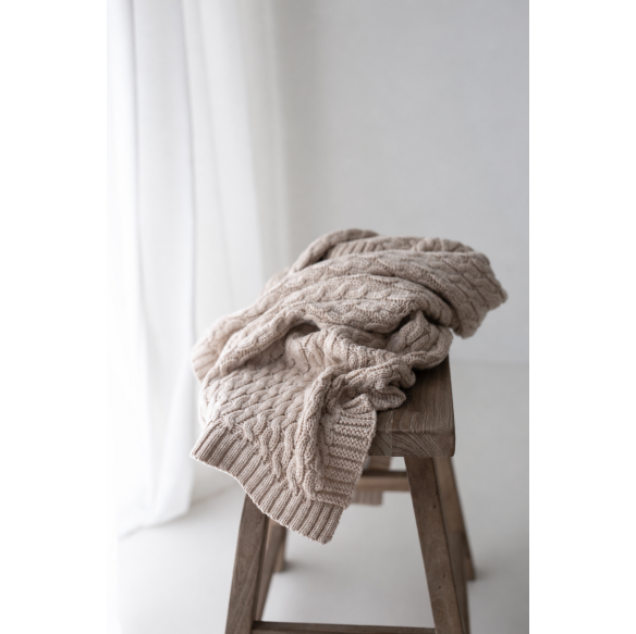 Ciepły kocyk ze 100% wełny Merino Cream - Premium Collection - MY MEMI
