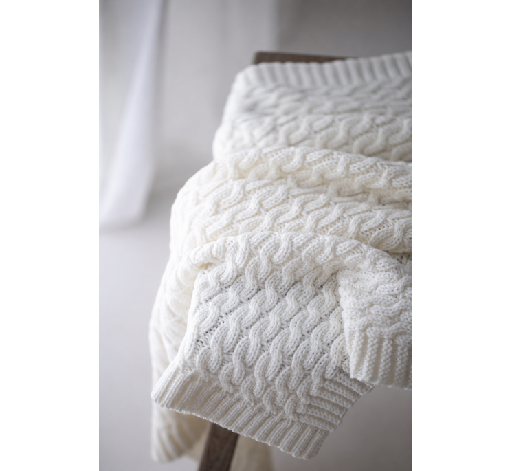 Warm blanket of 100% merino wool warm beige - premium collection - MY MEMI