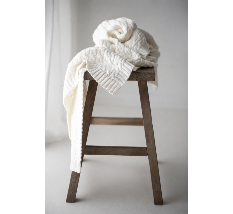 Warm blanket of 100% merino wool warm beige - premium collection - MY MEMI