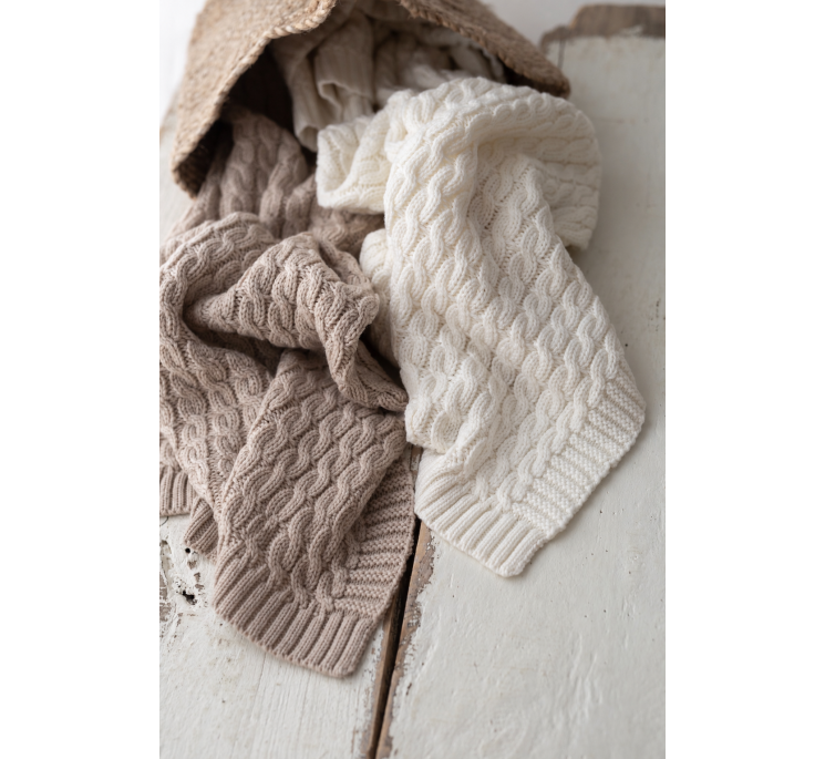 Warm blanket of 100% merino wool warm beige - premium collection - MY MEMI