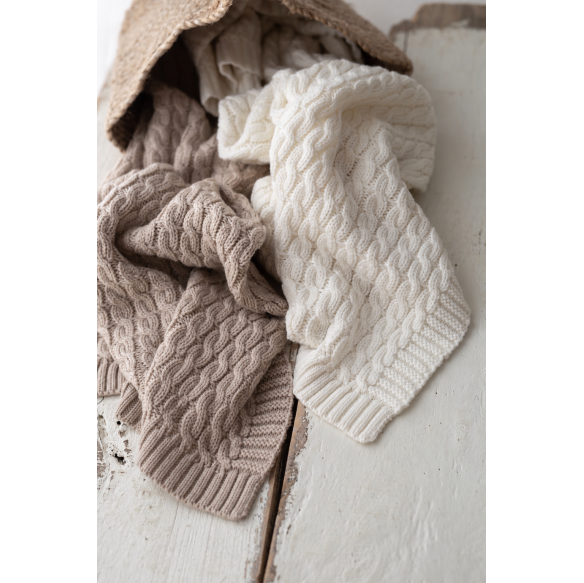 Warm blanket of 100% merino wool warm beige - premium collection - MY MEMI