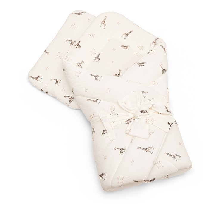 2w1 rożek/kołderka z organicznego muślinu - giraffes - MY MEMI