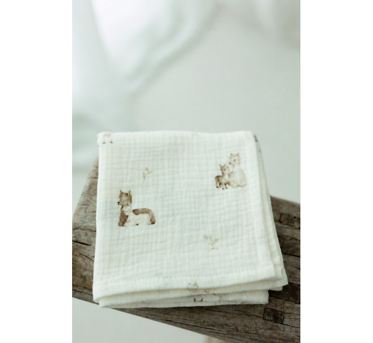 Organic cotton muslin diaper 60x65 - alpacas - MY MEMI
