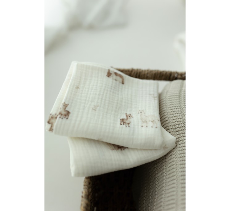Organic cotton muslin diaper 60x65 - alpacas - MY MEMI