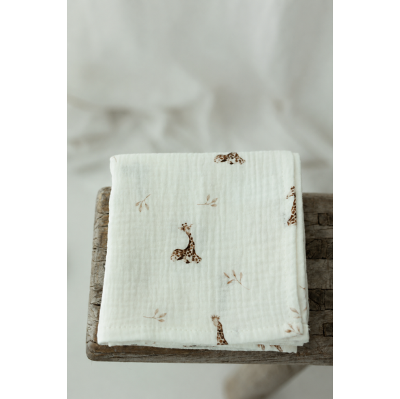 Organic cotton muslin diaper 60x65 - giraffes - MY MEMI